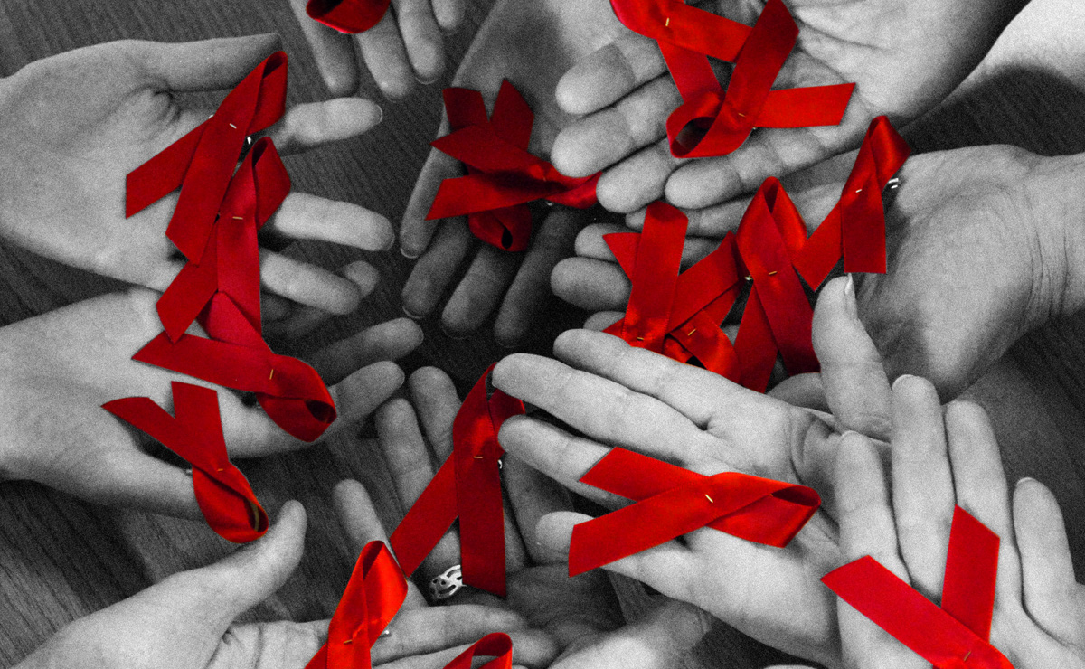 HIV hands ribbon