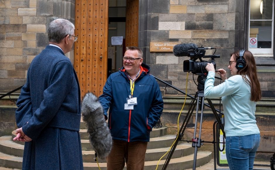 Church of Scotland Moderator being interviewed at the General Assembly 2022