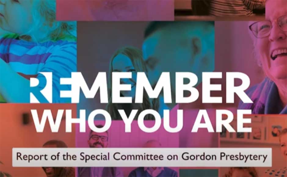 Title card reading Report of the Special Committee on Gordon Presbytery