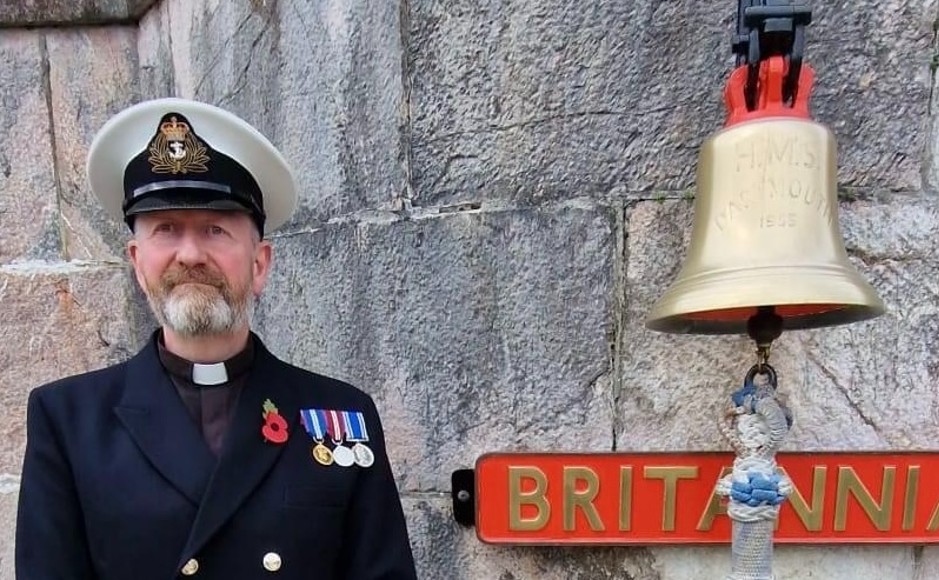 Rev Fergus Cook In Naval Rig