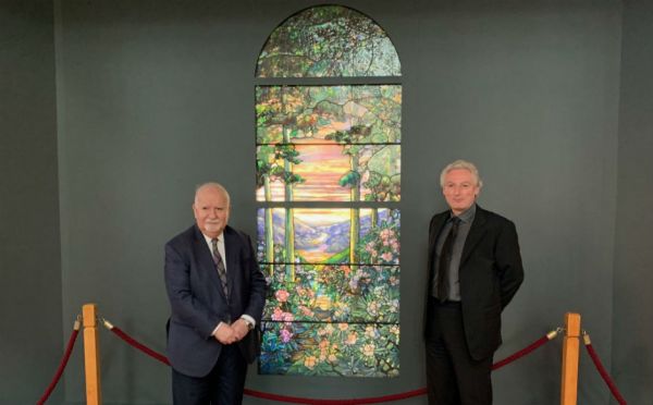 Vartan Gregorian, President of Carnegie Corporation of New York , who helped to support the installation of the window, and Mark Bamburgh of the Scottish Glass Studios, who were responsible for the conservation of the window prior to installation