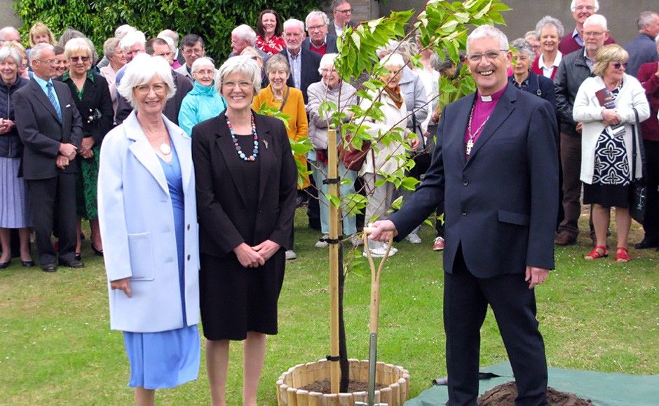 Rt Rev Iain Greenshields and Mrs Linda Greenshields (left) are invited by Drumoak and Durris minister Rev Jean Boyd to plant a cherry blossom tree to mark Durris Church's bicentenary.