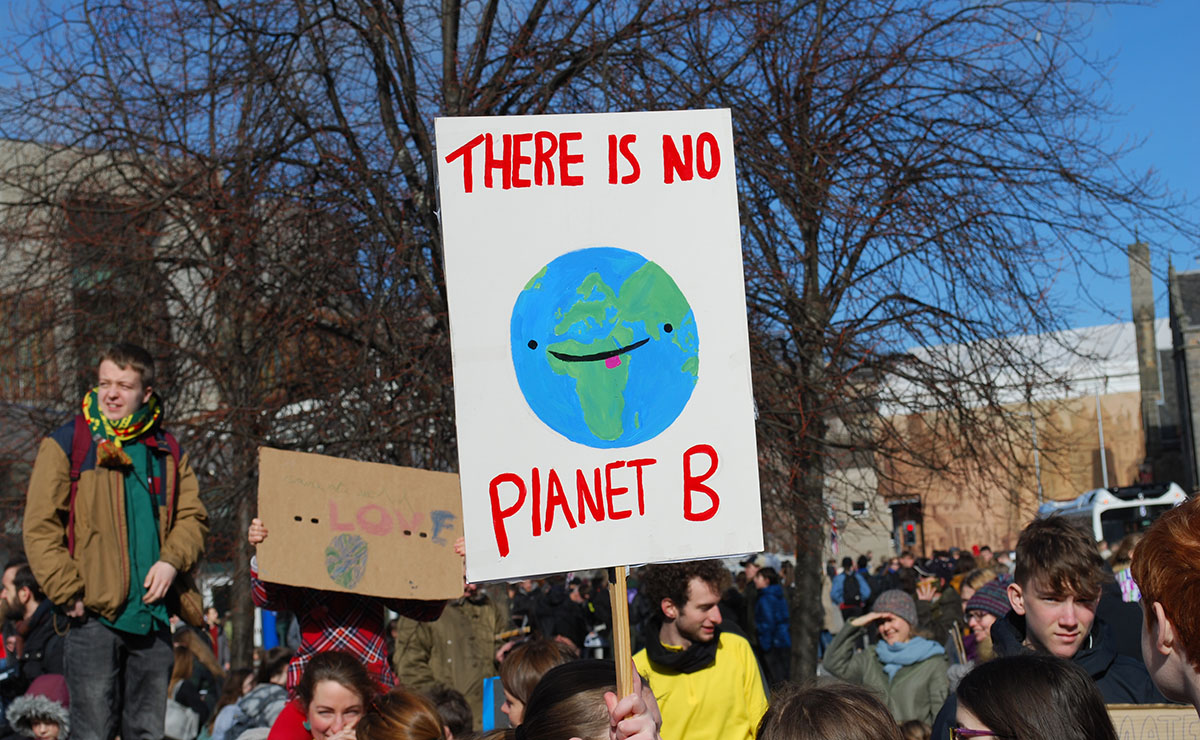 School pupils take part in a recent demonstration against climate change outside the Scottish Parliament