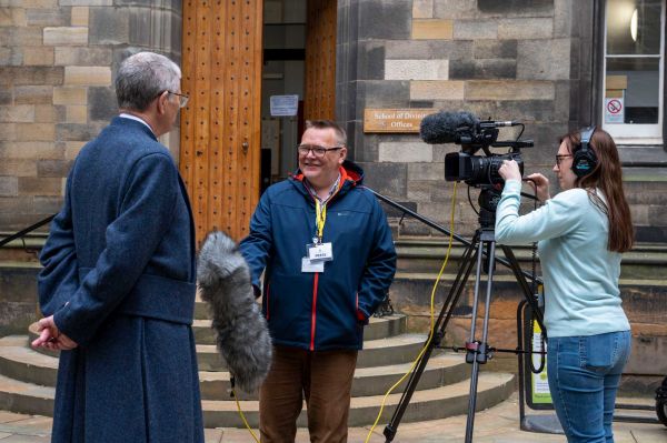 Rev Dr Iain Greenshields being interviewed