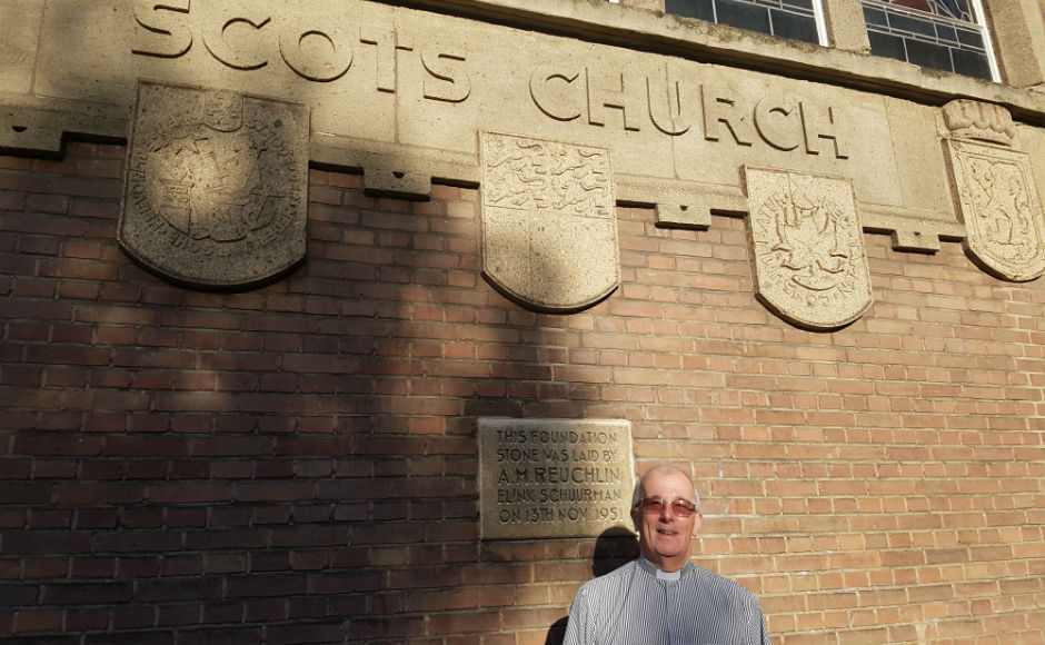 Rev Derek Lawson outside the Scots International Church in Rotterdam