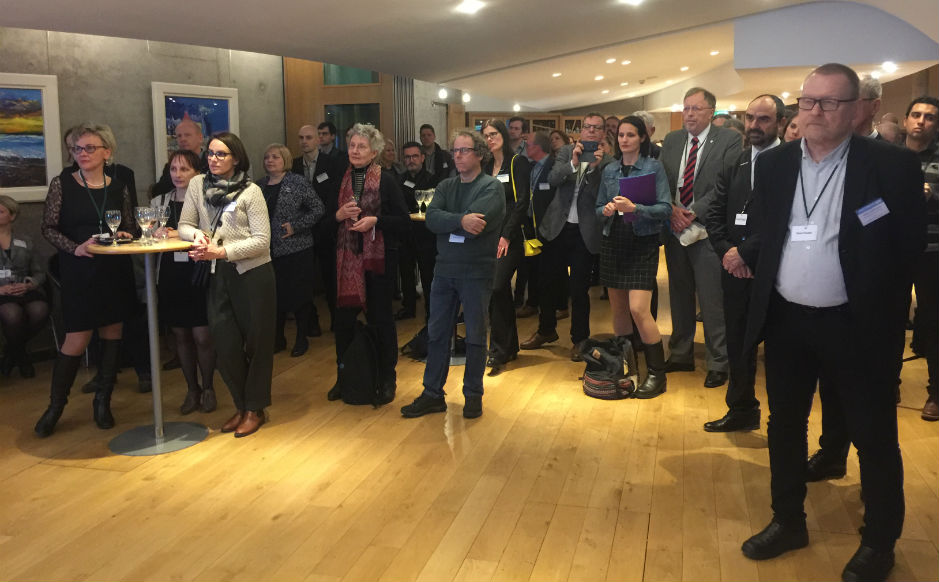 The reception for Eurodiaconia at the Scottish Parliament. Those attending were from 32 different countries across Europe. 