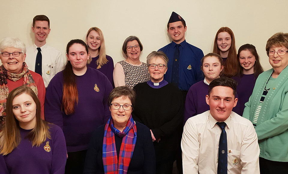 Members of the Girls' Brigade Scotland, The Boys' Brigade and the Guild at the launch of the Big Footprint