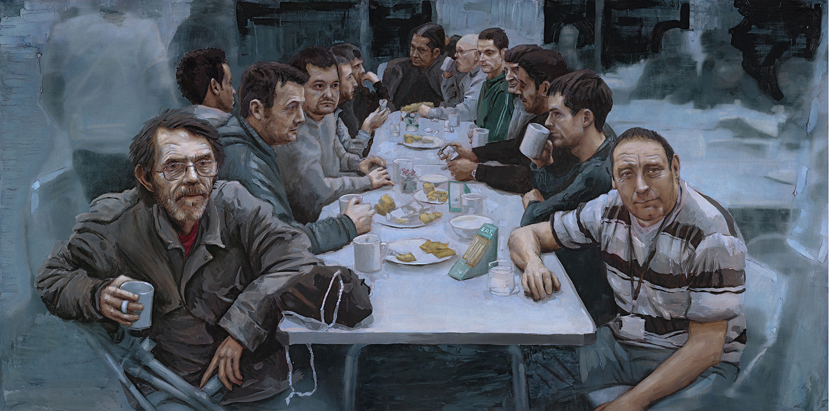 I.D Campbell’s Our Last Supper, featuring guests of Glasgow City Mission, was painted in 2015