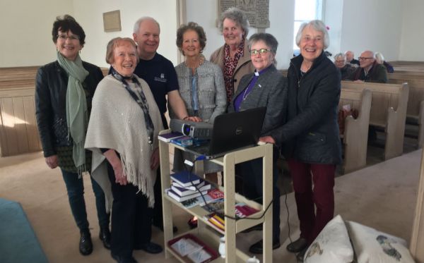 Rt Rev Susan Brown with Rev Marion Dodds and Oxnam Kirk members