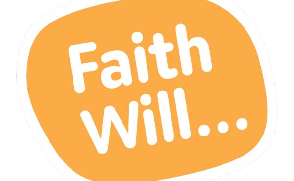 The Faith Will logo which is written in white text on an orange background.