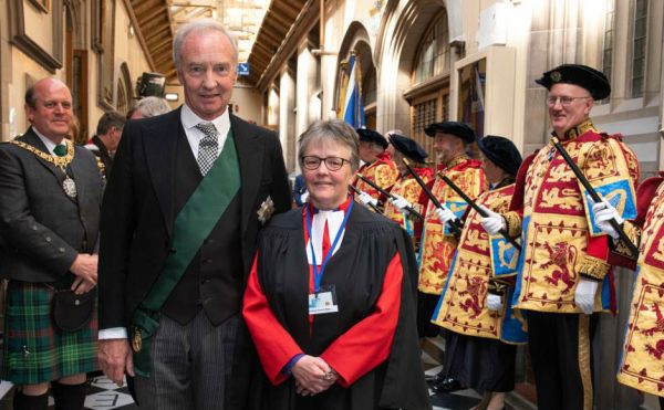 The Duke of Buccleuch with Rt Rev Susan Brown