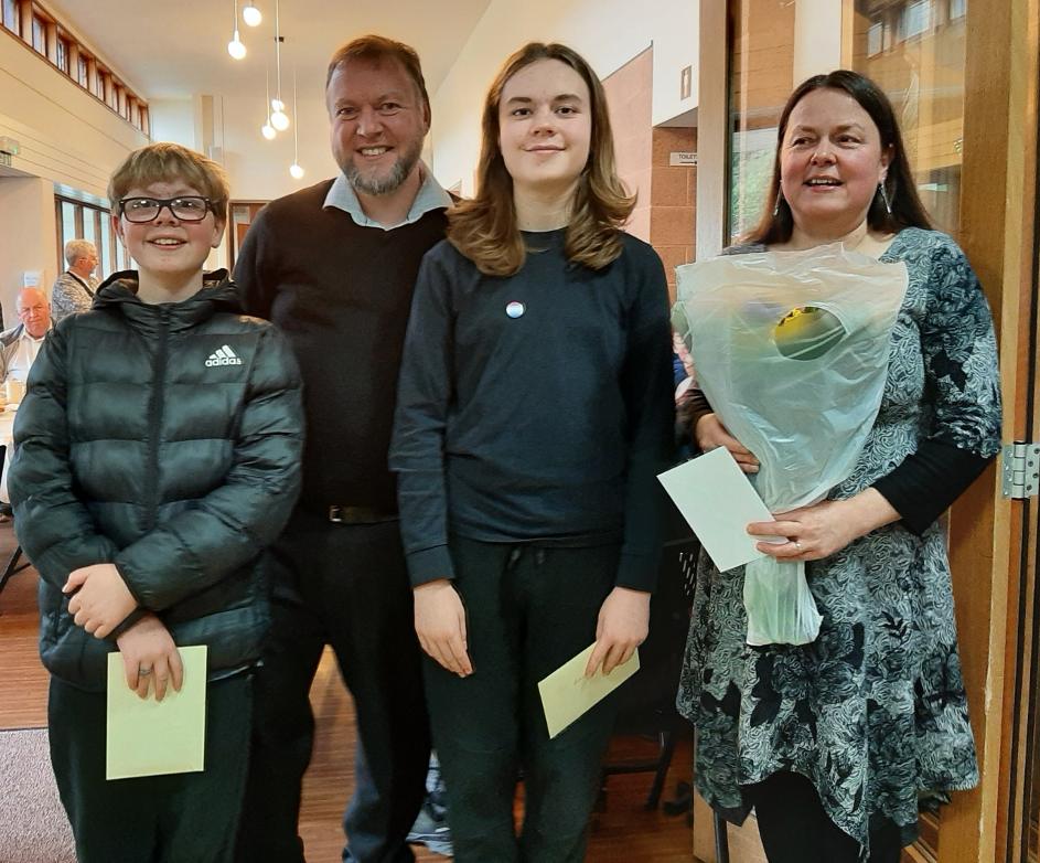 Rev Pamela Kennedy at her recent induction at Culloden and Ardersier Church with her husband Dougal and sons Struan and Roderick