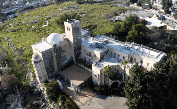 An aerial view of St Andrew's Church in Jerusalem