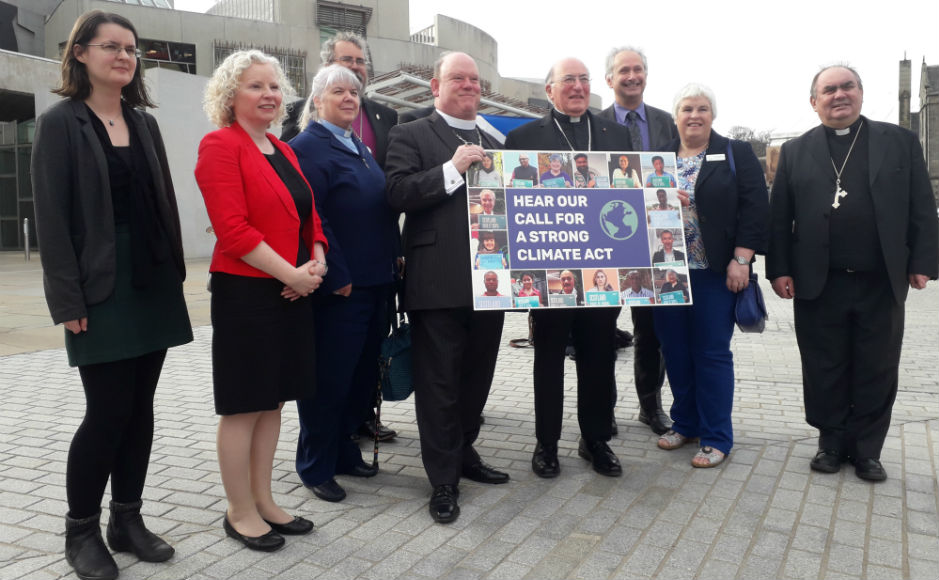 Faith leaders outside the Scottish Parliament 