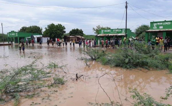 a flooded village in Mozambique after Cyclone Ana