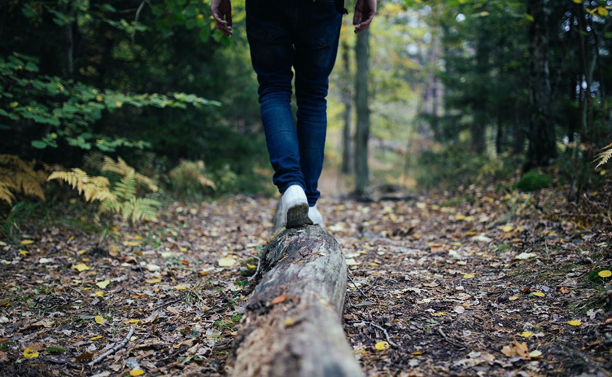 Person walking in the woods