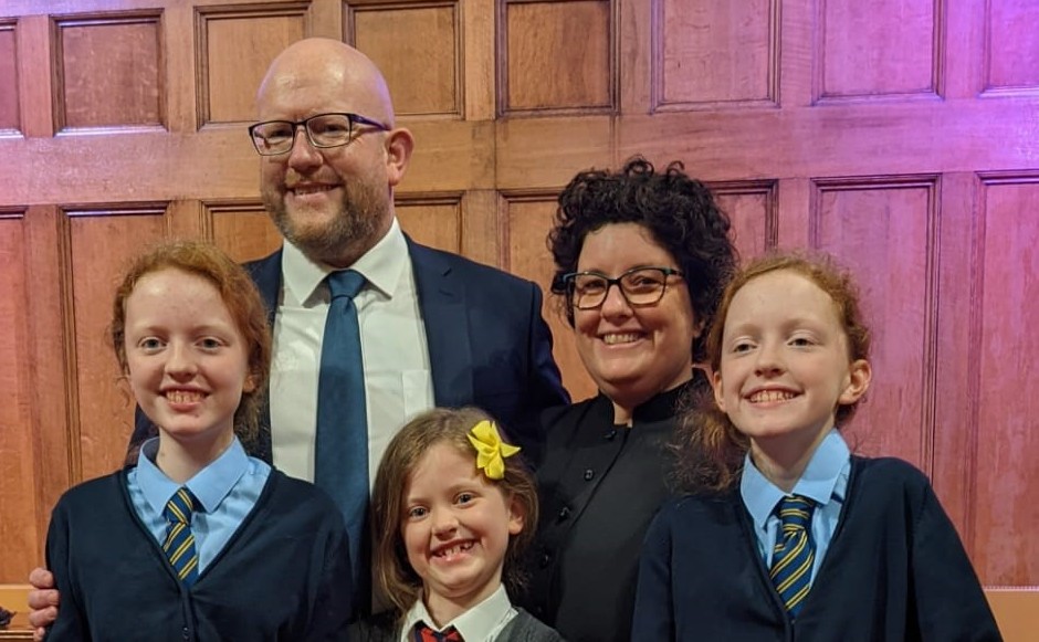 Rev Gillian Rooney with her family