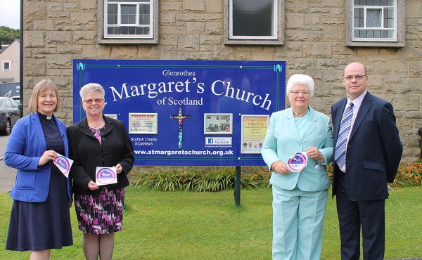 Rev Eileen Miller of St Margaret’s Parish Church, Ruth McCabe (Alzheimer Scotland), Wilma Craig (an Elder in St Margaret’s and the church’s Dementia Friendly contact person) and local councillor Derek Noble.