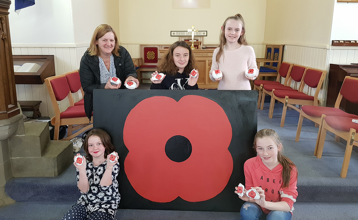 The poppy display at Winchburgh church, created by young people from Pardovan Kingscavil and Winchburgh linked with Abercorn churches