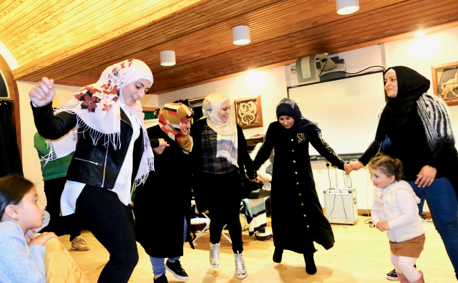 Syrian dancing at a community ceilidh in Skye.